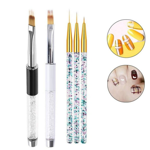Pack Of 2 Nail Ombre Brush Nail Art Painting Pen Brush Uv Gel Polish Gradient Color Rhinestone Crystal Acrylic Nail Drawing Pen,,springtok