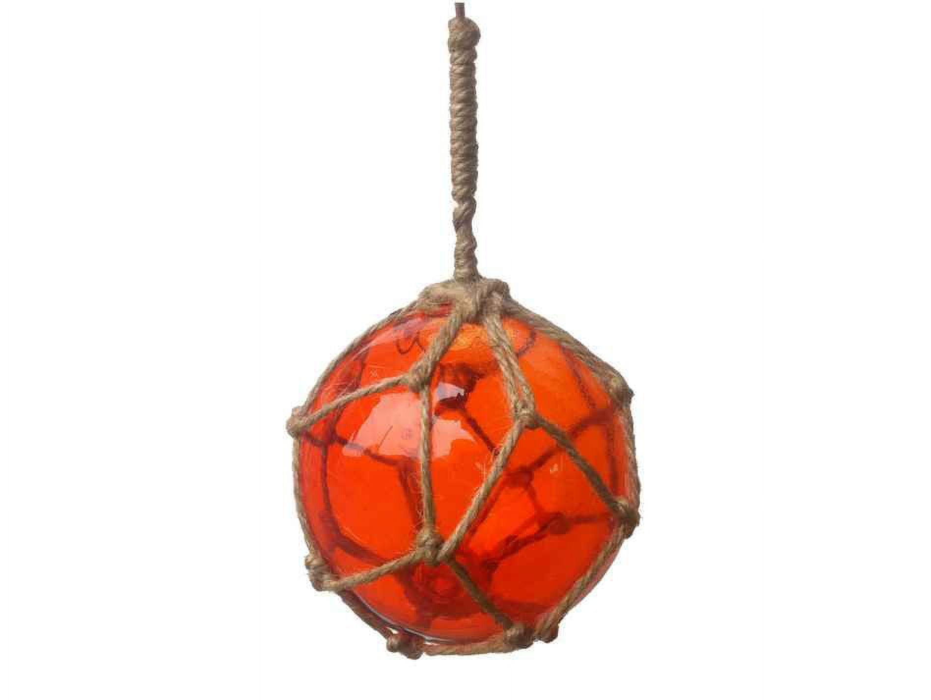 [Pack Of 2] Orange Japanese Glass Ball Fishing Float With Brown Netting Decoration 4""