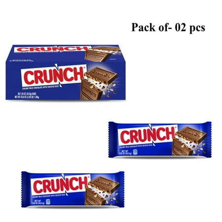 Pack Of 2 Pcs CRUNCH Creamy Milk Chocolate With Crisped Rice Candy | 1.55 Oz Per Bar | Crown Craze