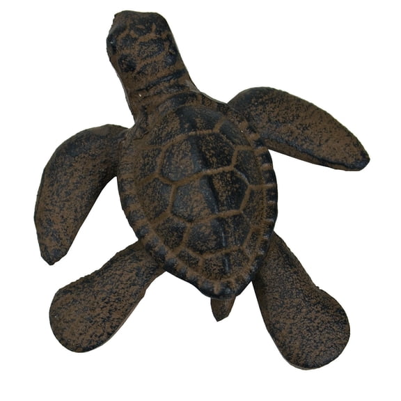 Pack Of 2 Rustic Cast Iron Swimming Sea Turtle Tortoise Hatchling 4"L Figurines