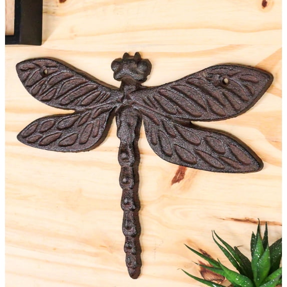 Pack Of 2 Rustic Forged Cast Iron Whimsical Auspicious Dragonfly Wall Decors