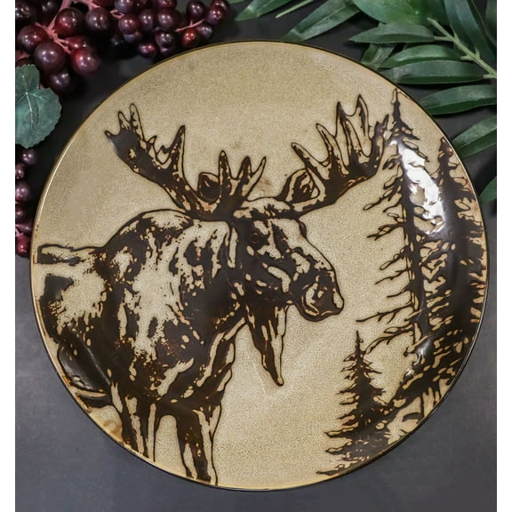 Pack Of 2 Rustic Western Emperor Elk Stag Moose Deer Salad Appetizer Plates