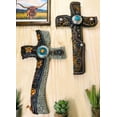 thumbnail image 1 of Pack Of 2 Rustic Western Floral Scroll Conchos Faux Tolled Leather Wall Crosses, 1 of 8