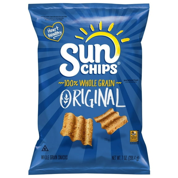 Pack Of 2 SUNCHIPS 100% Whole Grain Original Chips, 7 oz (Package May Vary)