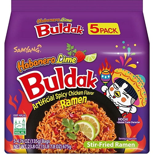 2 Pack Samyang Buldak Habanero Lime Spicy Chicken Ramen Instant Soup Packs