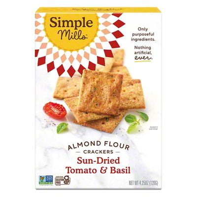 Pack Of 2 Simple Mills Tomato Basil Almond Flour Crackers - 4.25 oz (Packaging May Vary)