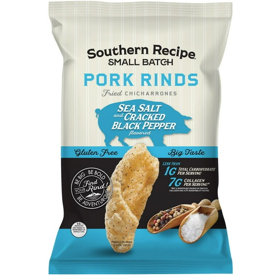 Pack Of 2 Southern Recipe Small Batch Sea Salt & Pepper Pork Rinds, 4 oz (Package May Vary)