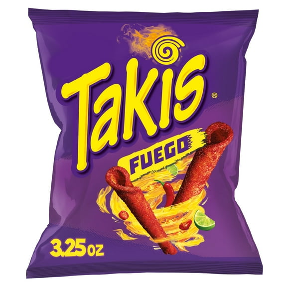 Pack Of 2 Takis Fuego Rolled Tortilla Chips Snack-Size Bag, 3.25 oz (Package May Vary)
