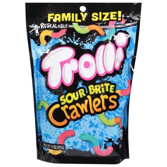 Pack Of 2 Trolli Sour Brite Crawlers Candy - Family Size - 14 oz (Packaging May Vary)