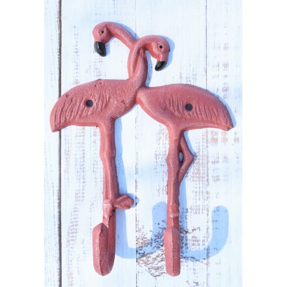 Pack Of 2 Tropical Paradise Pink Flamingo Birds 2 Pegs Double Wall Hook Decor