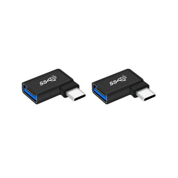 Pack Of 2 USB C to USB 3.0 Adapter Right Angle 90 Degree Type C Plug for Smartphones Laptops and More Devices