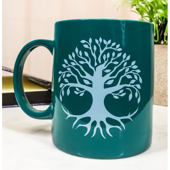 Pack Of 2 Wicca Celtic Tree Of Life Sacred Geometry Bone China Coffee Mug Cups