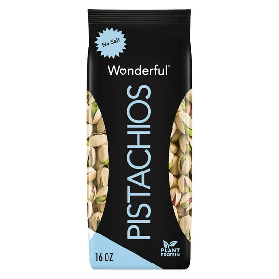 Pack Of 2 Wonderful Roasted No Salt Shelled Pistachios - 16 oz (Packaging May Vary)