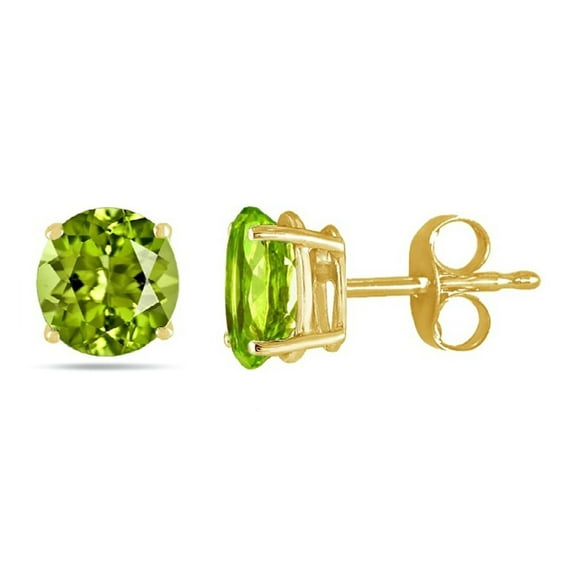 Pack Of 2 Yellow Gold Plated 10k Peridot 4 Carat Round Stud Earrings