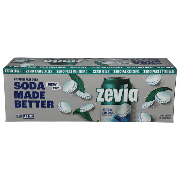 (Pack Of 2) Zevia Soda Caffeine Free Cola 144 Fl Oz, (12 Cans per Pack), 24 Cans Total