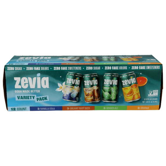 (Pack Of 2) Zevia Soda Zevia Variety 144 Fl Oz, (12 Cans per Pack), 24 Cans Total