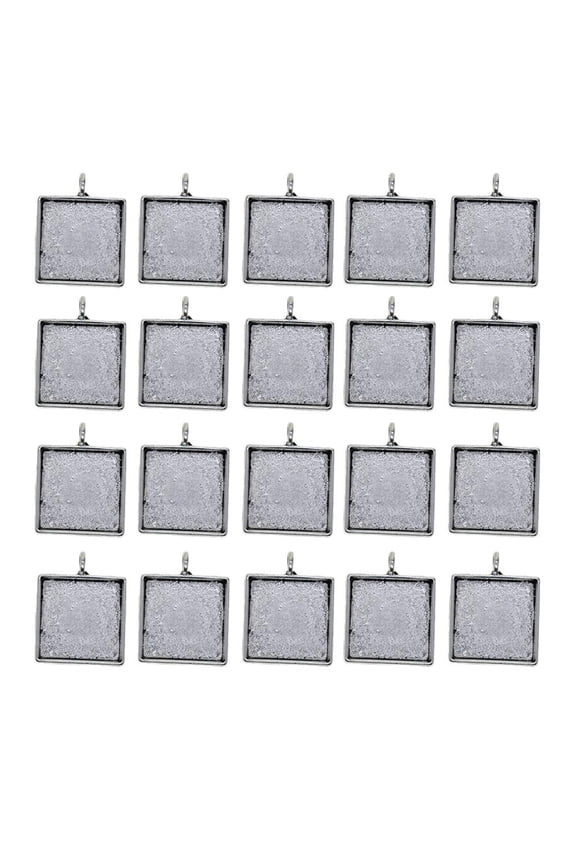 Pack Of 20 Charms Pendant Trays Square Bezel Pendant Bezel Cabochon Settings 20mm