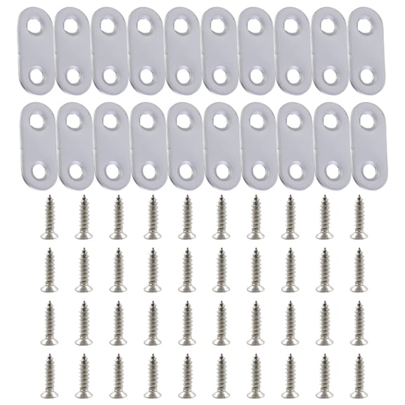 Pack Of 20 Portable Sturdy Flat Brackets Stainless Steel Brace Plates Decoration Convenient for Cabinets Easy Installion