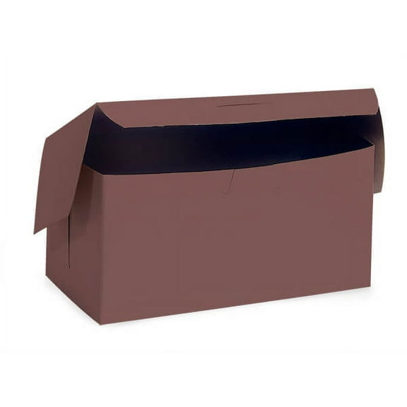 Pack Of 200, 8 X 4 X 4" Solid Chocolate Bakery Boxes 1-Piece Lock Corner Box For Cakes, Pies, Cupcakes Made In USA