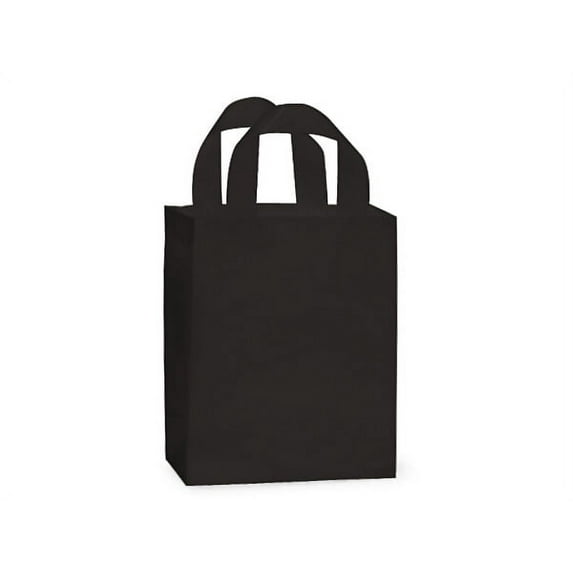 Pack Of 200, Cub Size 8 x 4 x 10" Solid Black Reusable 3 Mil Plastic Shopping Bags W/6 Mil Soft Loop Handle
