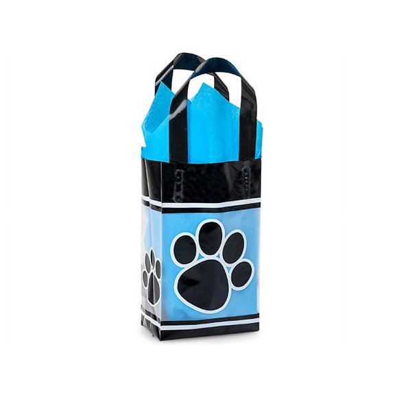 Pack Of 200, Rose Size 5 x 3 x 8" Paw Print Plastic 3 Mil Shopping Bags W/6 Mil Handle