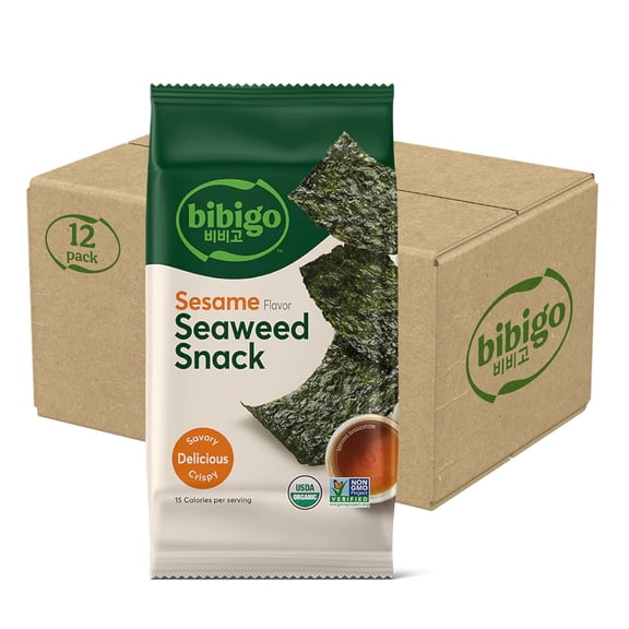 (Pack Of 24) Bibigo Seaweed Snack Sesame Organic 0.35 Oz