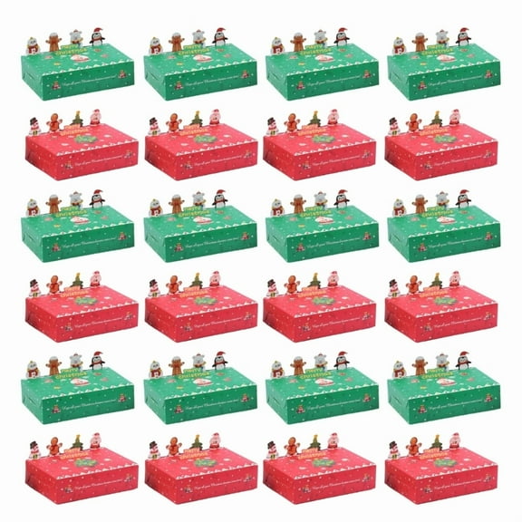 Pack Of 24 Christmas 3D Cookie Boxes Festival Treat Gift Paper Case Decorative Biscuits Packaging Box Treat Holders