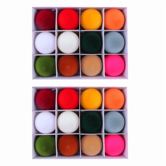 Pack Of 24 Colorful Velvets Flocking Baubles Festival Hanging Pendant Ornament Handmade Christmas Tree Decorations