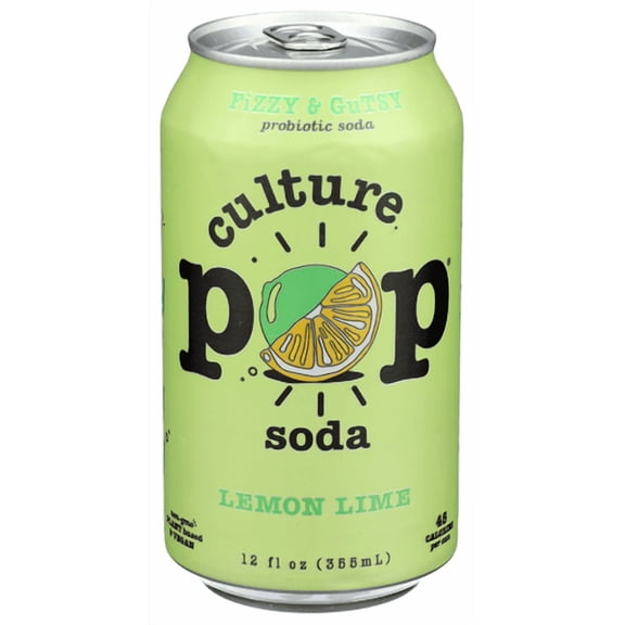 (Pack Of 24) Culture Pop Soda Probiotic Lemon Lime 12 Fl Oz