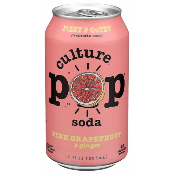 (Pack Of 24) Culture Pop Soda Probiotic Pink Grapefruit 12 Fl Oz