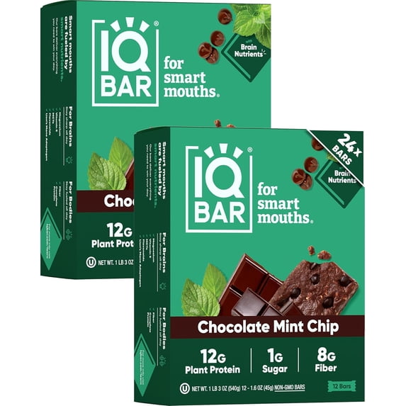 (Pack Of 24) IQ Bar Bar Chocolate Chip Mint 1.6 Oz