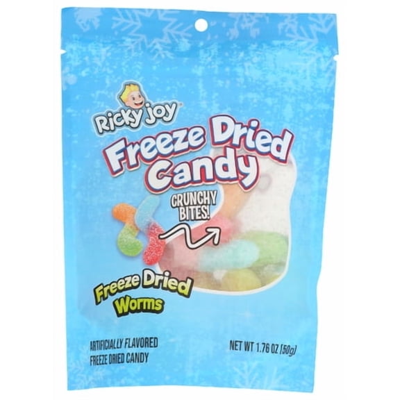 (Pack Of 24) Ricky Joy Candy Freeze Dried Worms 1.76 Oz