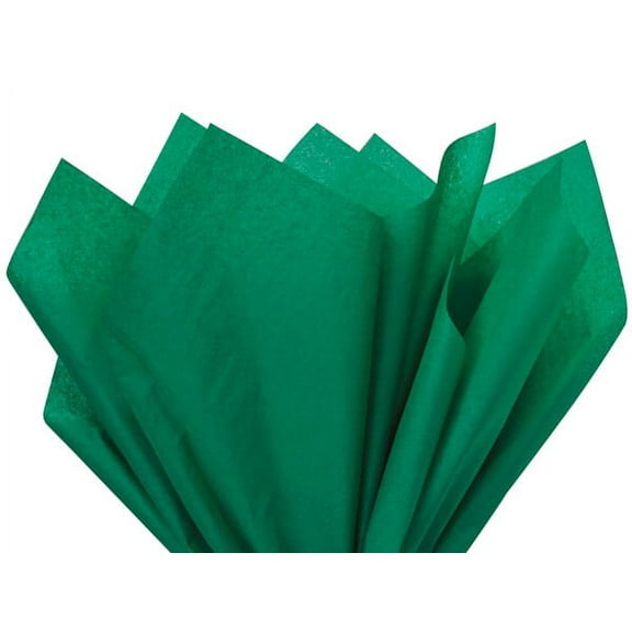 Pack Of 24, Solid Emerald Tissue Paper 20 X 30" Sheet Pack Made From 100% Post Industrial Recycled Fibers Made In USA