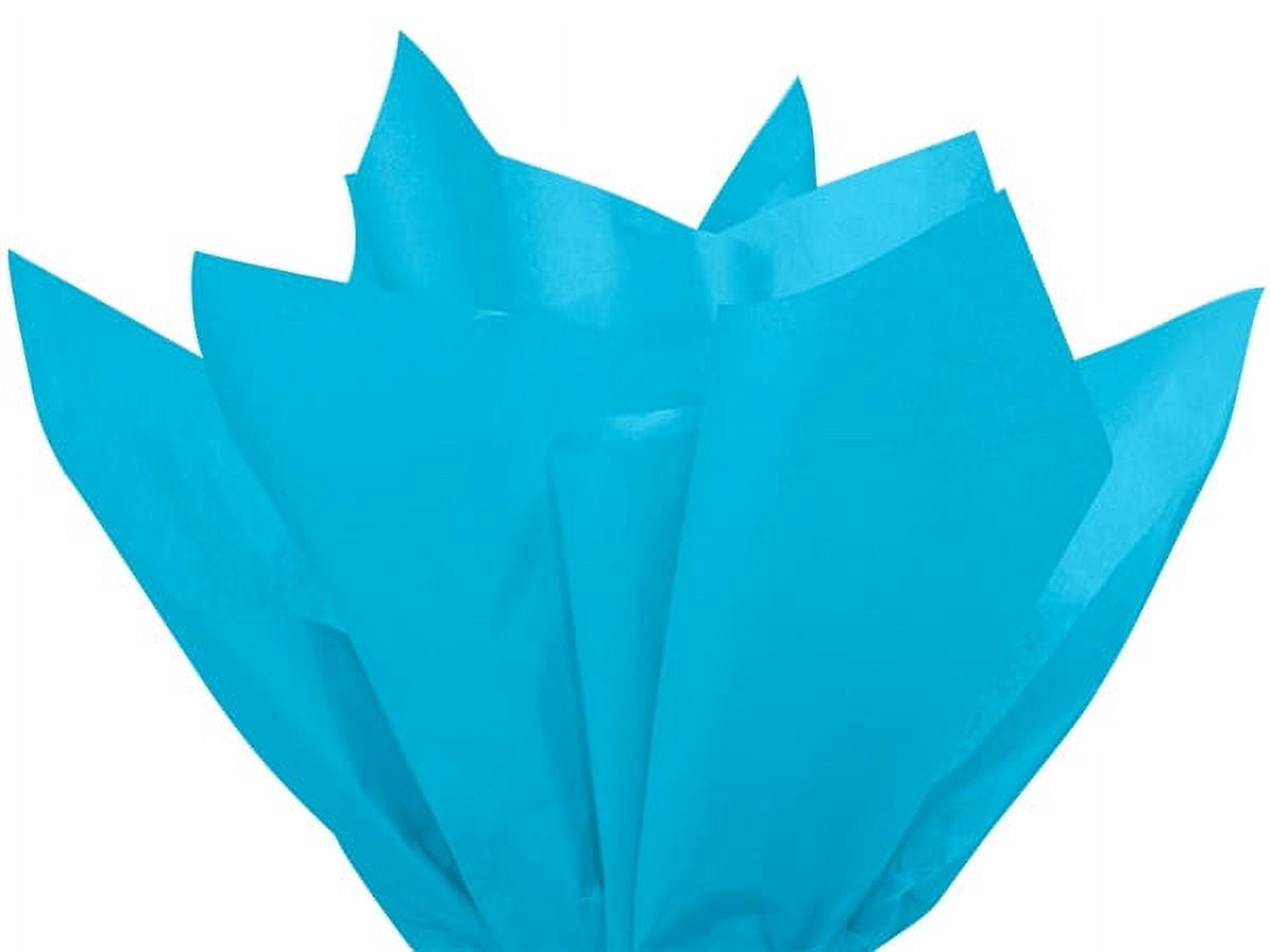 Pack Of 24, Solid Turquoise Tissue Paper 20 X 30" Sheet Pack Made From 100% Post Industrial Recycled Fibers Made In USA