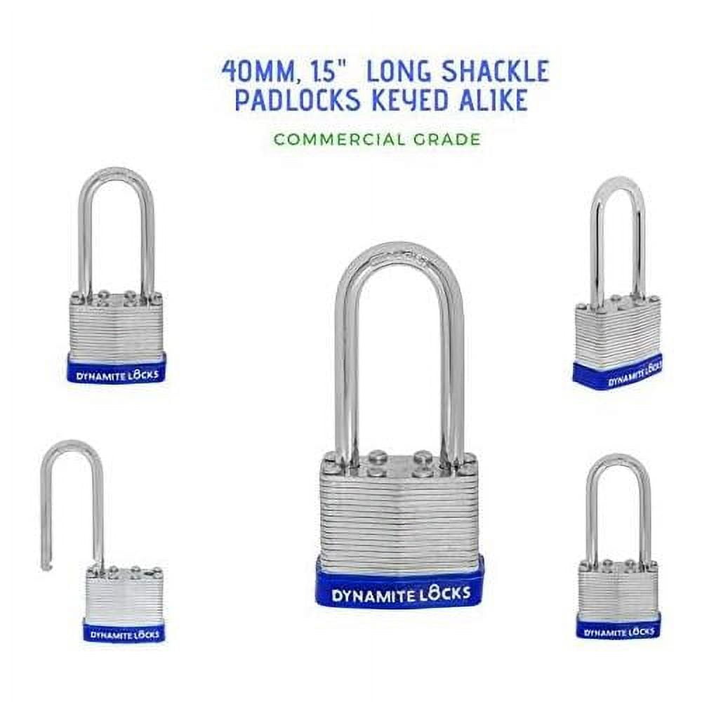 Pack Of 24 Units, Dynamite Lock Premium Padlock Set Keyed Alike Laminated Steel 40MM Body Width