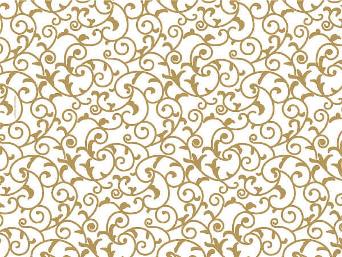 Pack Of 240, Elegant Gold Scroll Recycled Classic Printed Tissue Paper 20" X 30" Sheets Made In USA