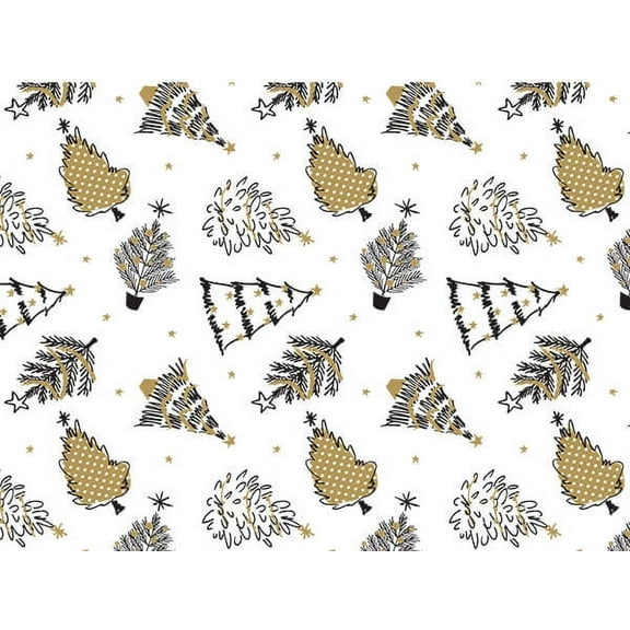 Pack Of 240, Golden Holiday Trees Recycled Christmas Printed Tissue Paper 20" X 30" Sheets Made In USA