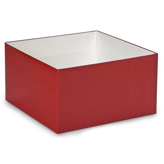 Pack Of 25, 10 X 10 X 5.5" Solid Matte Red Gift & Gourmet Boxes Bases W/Clean White Interior