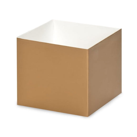 Pack Of 25, 4 X 4 X 3.5" Solid Metallic Gold Gift & Gourmet Boxes Bases W/Clean White Interior