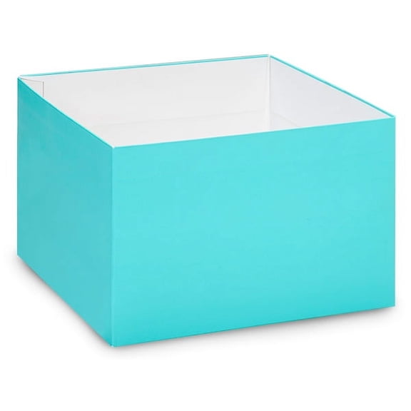 Pack Of 25, 8 X 8 X 5" Solid Matte Turquoise Gift & Gourmet Boxes Bases W/Clean White Interior
