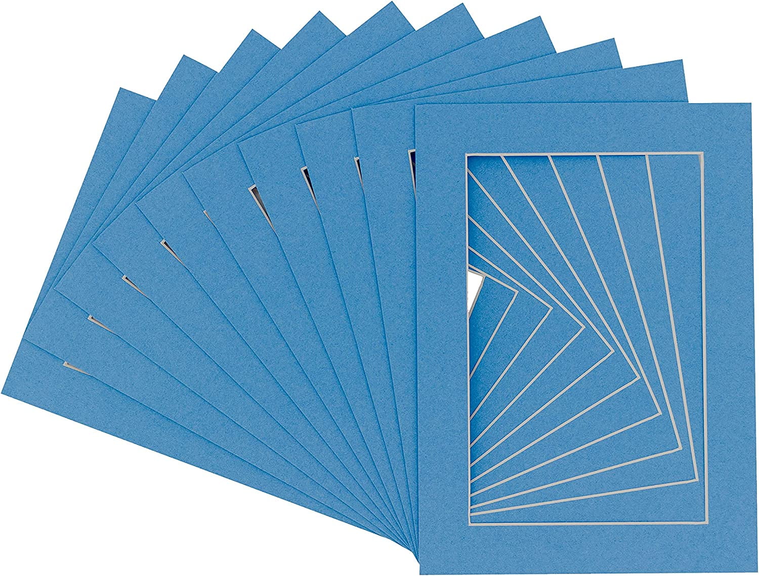 Pack Of 25 Acid 7X11 Mats Bevel Cut For 5.5X8.5 Photos Bay Blue