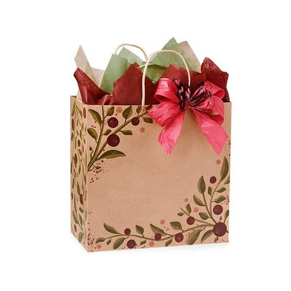 Pack Of 25, Filly 13 x 7 x 13" Tuscan Harvest Shopping Bags Made in USA