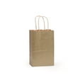 thumbnail image 1 of Pack Of 25, Metallic Gold Recycled Kraft Paper Shopping Bags W/Edge Tops & Sturdy Handles - Rose 5.5 X 3.25 X 8.5" Made In USA, 1 of 1