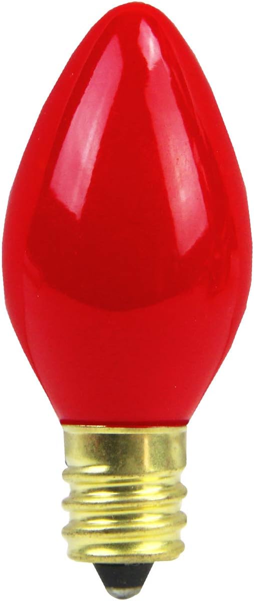 Pack Of 25 Opaque Red C7 Christmas Replacement Bulbs