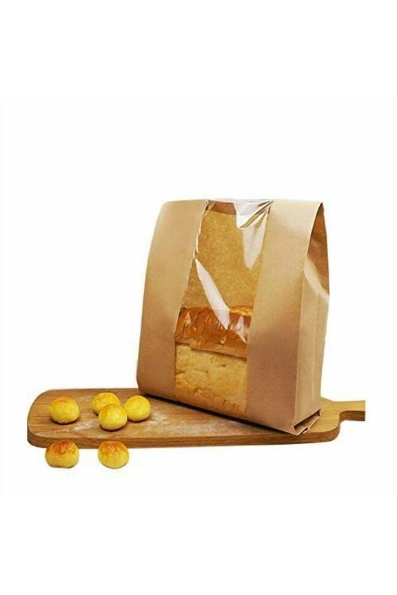 Pack Of 25 Paper Bread Loaf Bag Kraft Food Packaging Storage Bakery Bag With