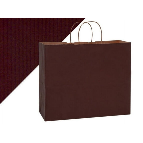 Pack Of 25, Vogue Chocolate Shadow Stripe Shopping Bags 16 x 6 x 13" Made in USA