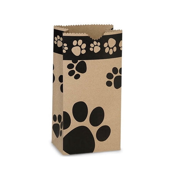 Pack Of 250, 4Lb Kraft Paw Print Paper Gift Sacks 5 x 3.25 x 9.5" Made in USA