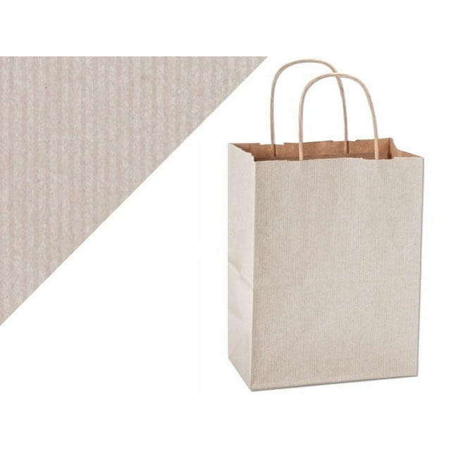 Pack Of 250, Cub Size Solid Picket Fence Kraft Shadow Stripe Shopping Bags 8.25 x 4.75 x 10.5" Made in USA