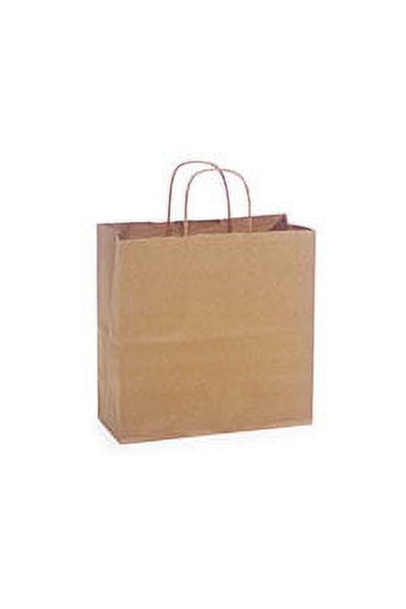 Pack Of 250, Joey 10 X 5 X 10" Solid Natural Brown Kraft Paper Shopping Bags W/Edge Tops & Sturdy Handles Made In USA