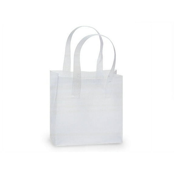 Pack Of 250, Jr. Cub Size 6 x 3 x 6" Solid Clear Frosted Plastic 3 Mil Shopping Bags W/6 Mil Handle